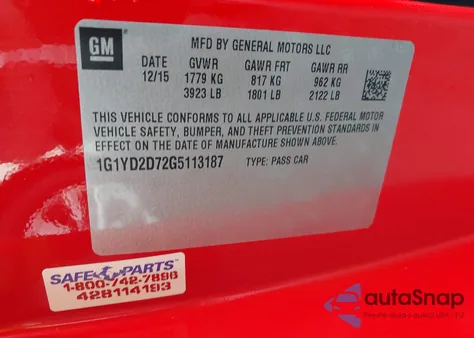 2017 Chevrolet Corvette Stingray 2Lt from USA, damaged, VIN 1G1YD2D72G5113187